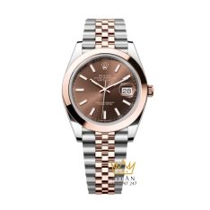 Đồng hồ Rolex Datejust 41 mặt chocolate cọc dạ quang 126301-0002