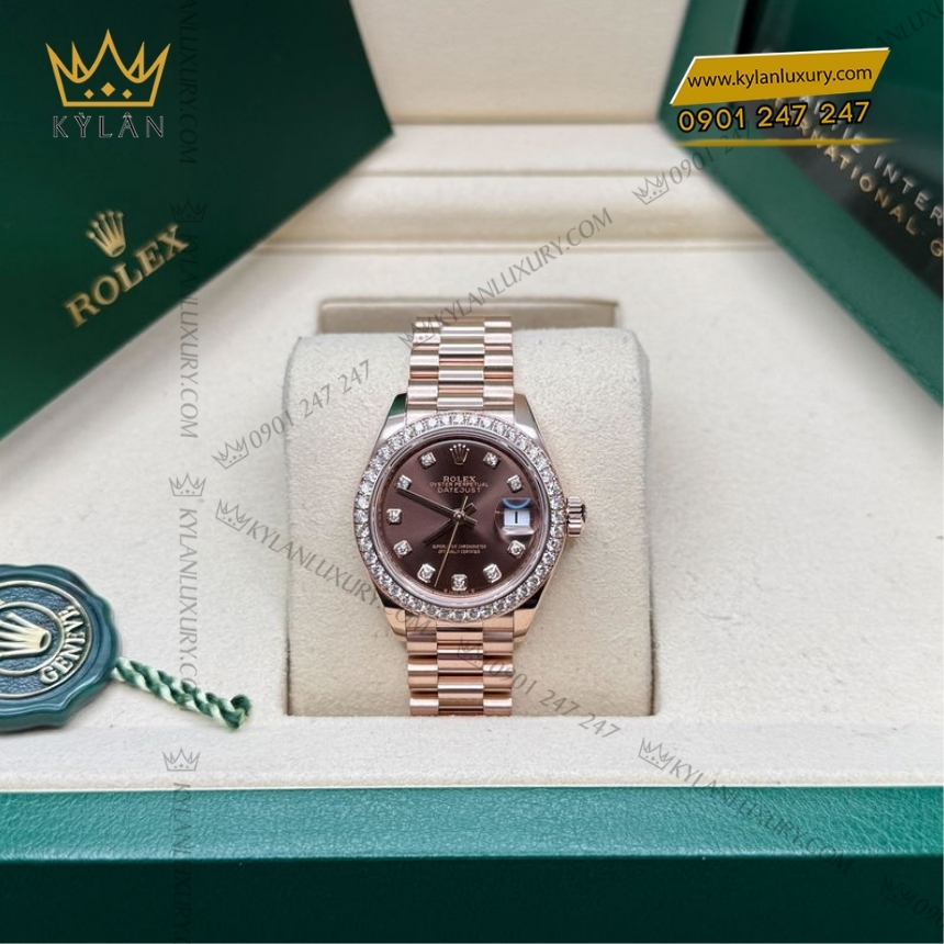 Kỳ Lân Luxury rolex lady datejust 279135rbr 0017 chocolate 2 Đồng hồ Rolex Lady Datejust chocolate cọc kim 279135RBR-0017