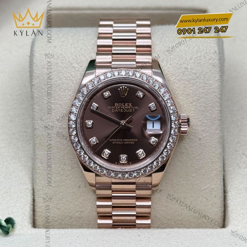 Kỳ Lân Luxury rolex lady datejust 279135rbr 0017 chocolate 9 Đồng hồ Rolex Lady Datejust chocolate cọc kim 279135RBR-0017