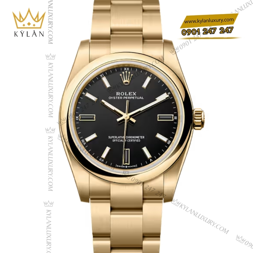 Kỳ Lân Luxury rolex oyster perpetual 124208 0001 black dial 4 Đồng hồ Rolex Oyster Perpetual 34 mặt số đen 124208-0001