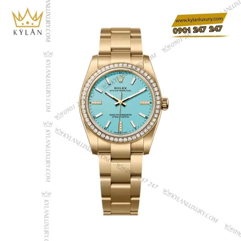Đồng hồ Rolex Oyster Perpetual 34 mặt xanh turquoise 124248RBR-0002