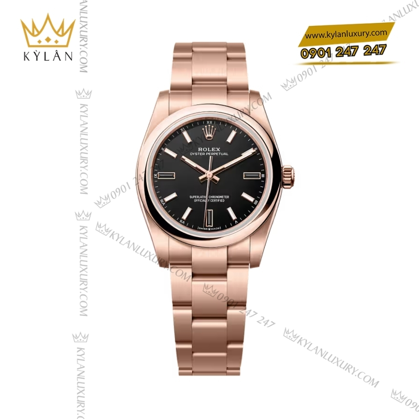 Kỳ Lân Luxury rolex oyster perpetual 34 124205 0001 mat so den 2 Đồng hồ Rolex Oyster Perpetual 34 mặt số đen 124205-0001