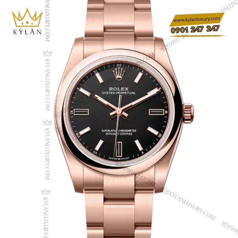 Đồng hồ Rolex Oyster Perpetual 34 mặt số đen 124205-0001