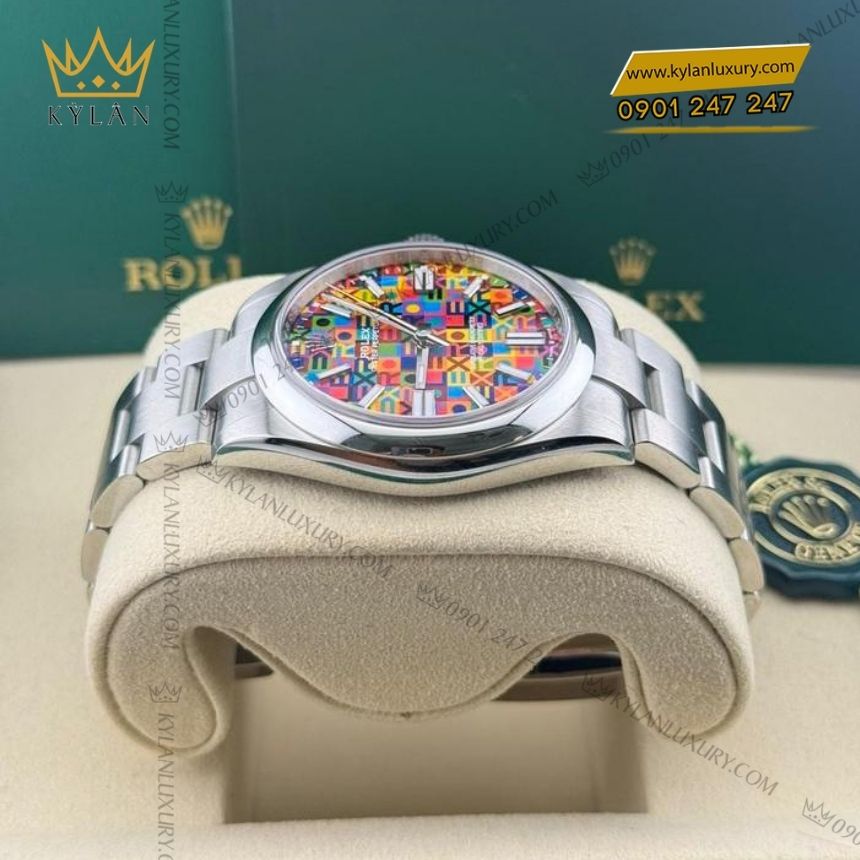 Kỳ Lân Luxury rolex oyster perpetual 41 134300 0010 mat so jubilee 2 1 Đồng hồ Rolex Oyster Perpetual 41 mặt số Jubilee đa sắc 134300-0010