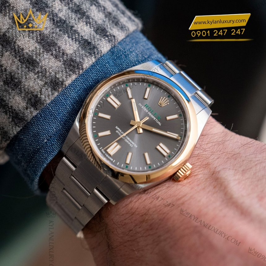 Kỳ Lân Luxury rolex oyster perpetual 41 134303 0001 mat xam 3 1 Đồng hồ Rolex Oyster Perpetual 41 xám đá phiến 134303-0001
