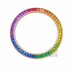 Vành bezel Rolex vàng hồng đính đá rainbow