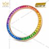 Vành bezel Rolex vàng hồng đính đá rainbow