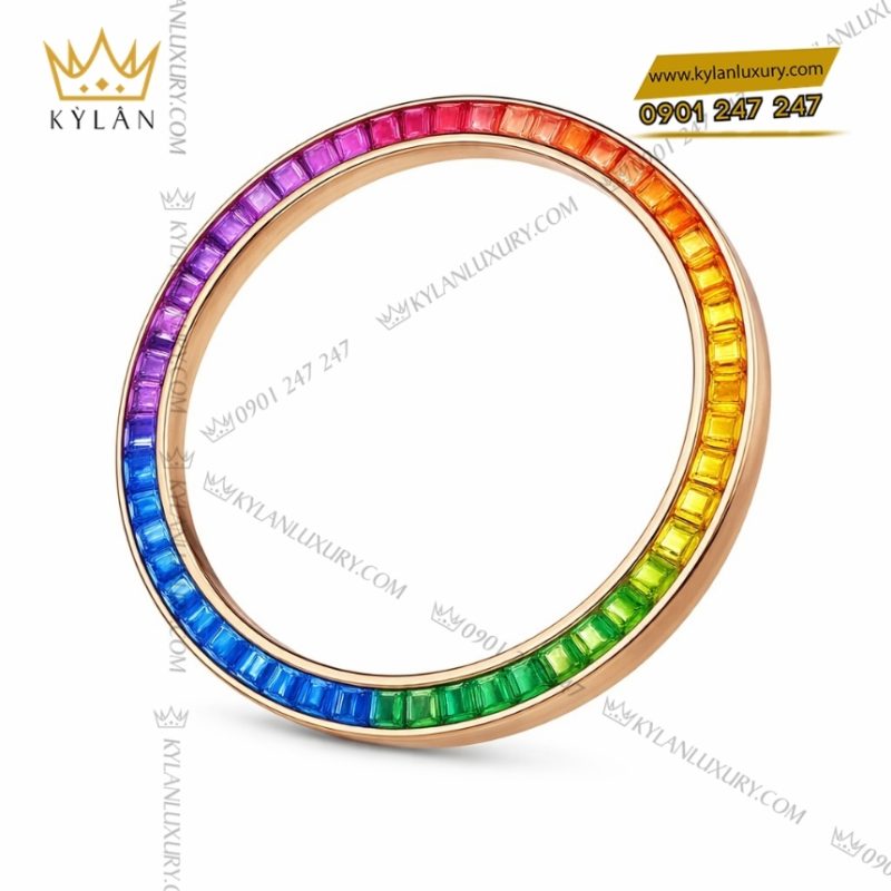 Vành bezel Rolex vàng hồng đính đá rainbow