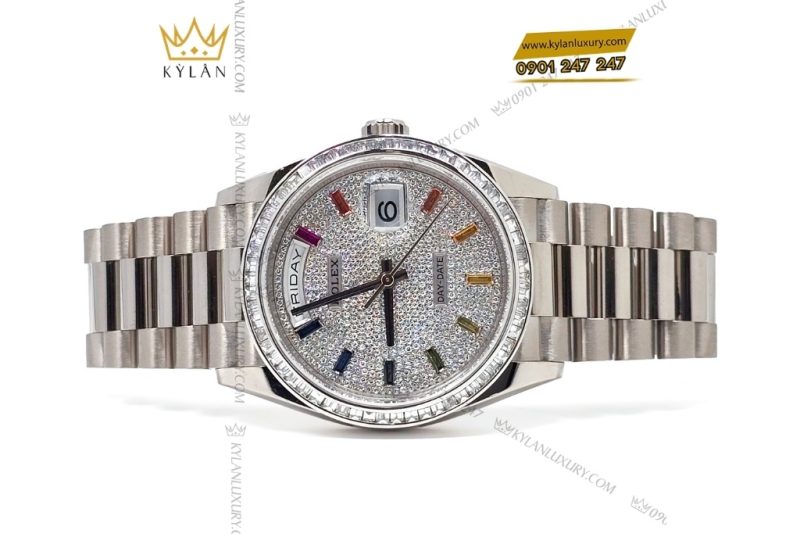 Vành bezel Rolex vàng trắng kim cương vuông 36mm