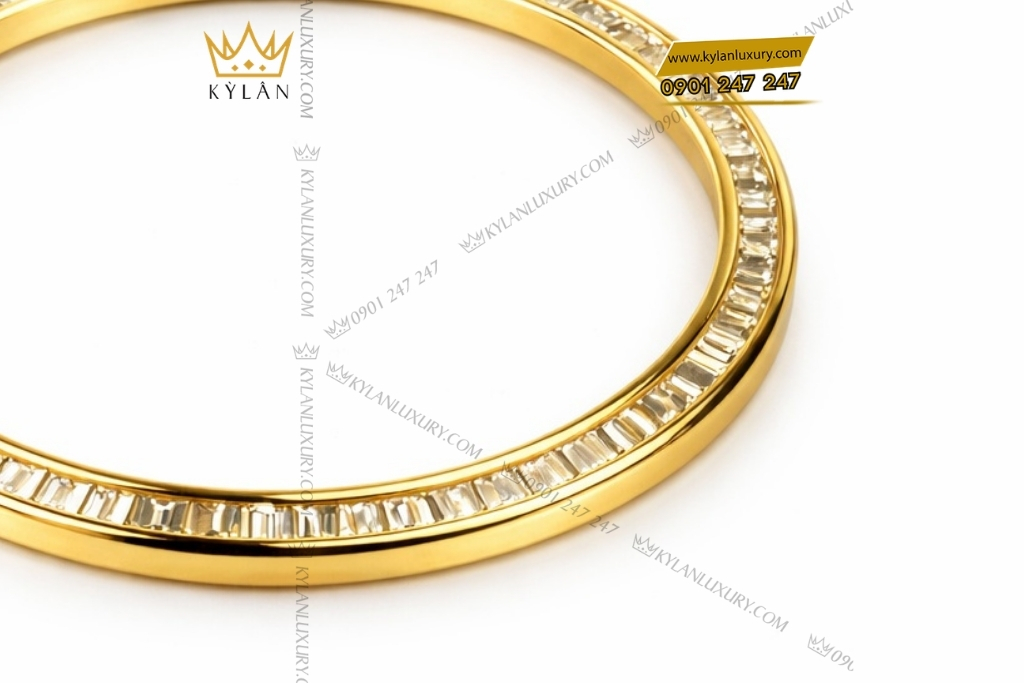 Kỳ Lân Luxury vanh bezel rolex vang vang kim cuong vuong 36mm 2 Vành bezel Rolex vàng vàng kim cương vuông 36mm