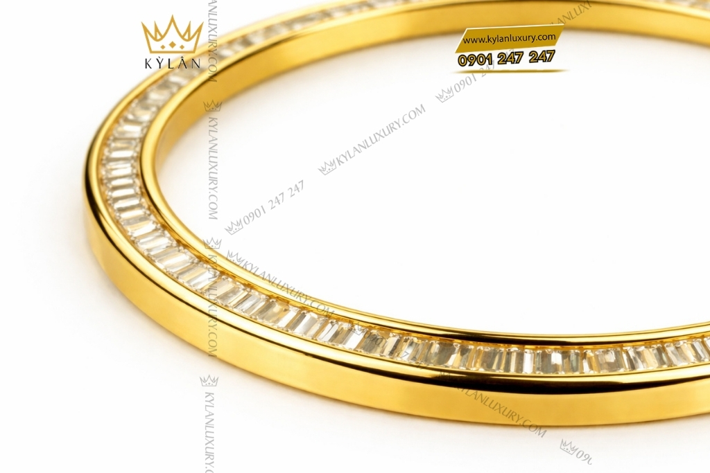 Kỳ Lân Luxury vanh bezel rolex vang vang kim cuong vuong 36mm 3 Vành bezel Rolex vàng vàng kim cương vuông 36mm