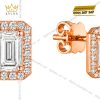 Bông tai vàng hồng Au750 đính kim cương