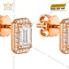 Bông tai vàng hồng Au750 đính kim cương
