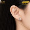 Bông tai vàng hồng Au750 đính kim cương