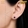 Bông tai vàng hồng Au750 đính kim cương và sapphire đỏ