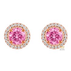 Bông tai vàng hồng Au750 đính viên chủ sapphire hồng Bông tai vàng hồng Au750 đính viên chủ sapphire hồng