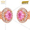 Bông tai vàng hồng Au750 đính viên chủ sapphire hồng