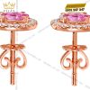 Bông tai vàng hồng Au750 đính viên chủ sapphire hồng