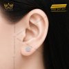 Bông tai vàng trắng Au750 đính kim cương