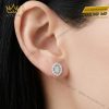 Bông tai vàng trắng Au750 đính kim cương