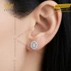 Bông tai vàng trắng Au750 đính kim cương
