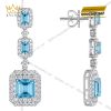 Bông tai vàng trắng Au750 đính kim cương và đá Topaz