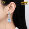 Bông tai vàng trắng Au750 đính kim cương và đá Topaz