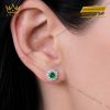 Bông tai vàng trắng Au750 đính kim cương và ngọc lục bảo