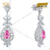 Bông tai vàng trắng Au750 đính kim cương và sapphire hồng