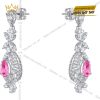 Bông tai vàng trắng Au750 đính kim cương và sapphire hồng