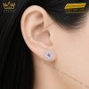 Bông tai vàng trắng Au750 đính kim cương và sapphire hồng