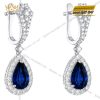 Bông tai vàng trắng Au750 đính kim cương và sapphire xanh dương