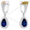 Bông tai vàng trắng Au750 đính kim cương và sapphire xanh dương