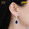 Bông tai vàng trắng Au750 đính kim cương và sapphire xanh dương