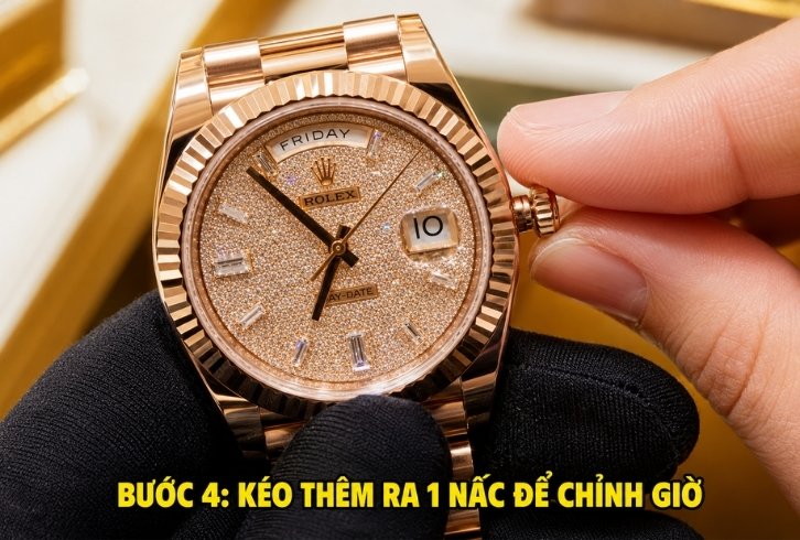 Cách chỉnh ngày giờ đồng hồ Rolex Day Date