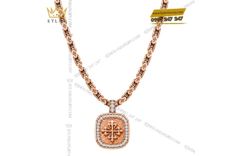 Dây chuyền Patek Philippe vàng hồng Au750 đính kim cương