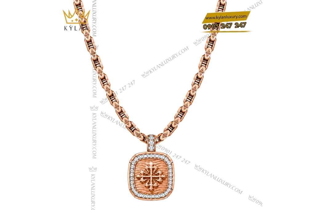 Dây chuyền Patek Philippe vàng hồng Au750 đính kim cương