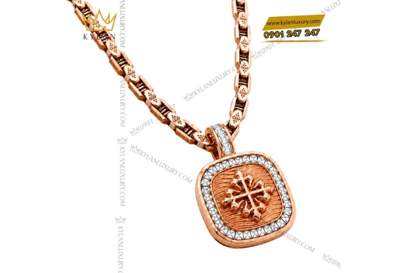 Dây chuyền Patek Philippe vàng hồng Au750 đính kim cương