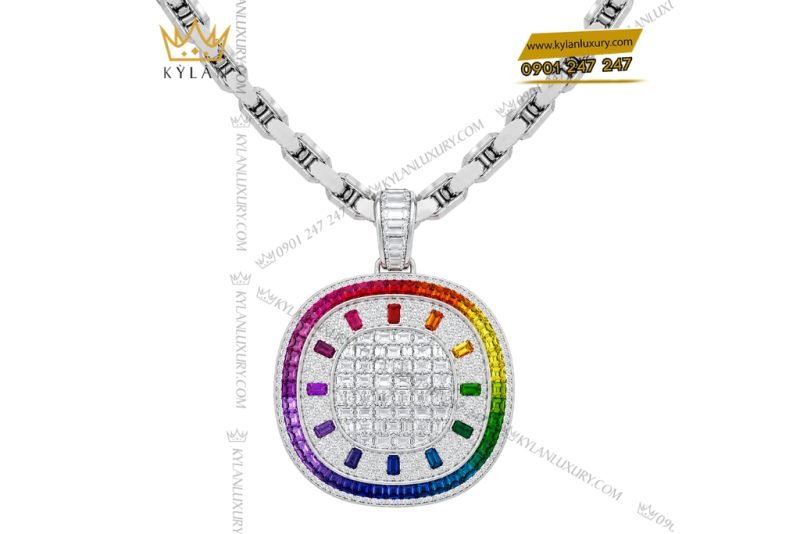 Dây chuyền Rainbow vàng trắng Au750 đính kim cương