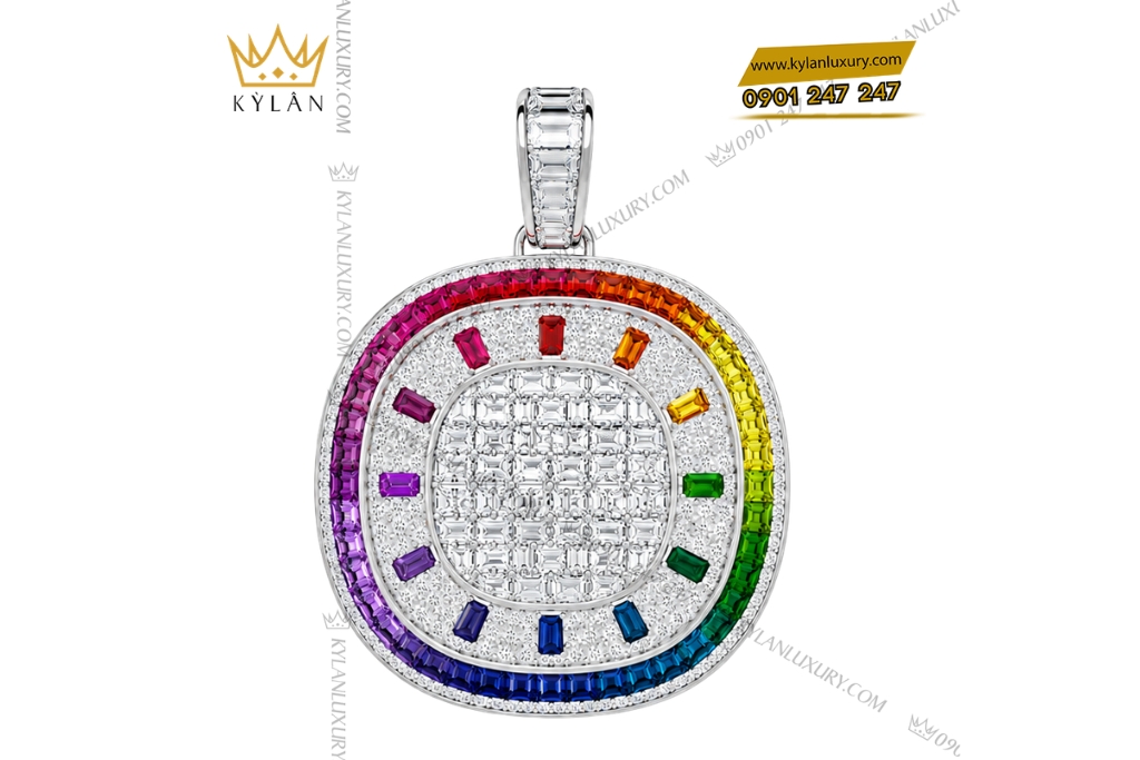 Dây chuyền Rainbow vàng trắng Au750 đính kim cương
