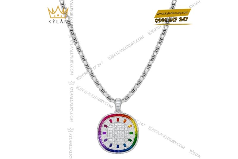 Dây chuyền Rainbow vàng trắng Au750 đính kim cương