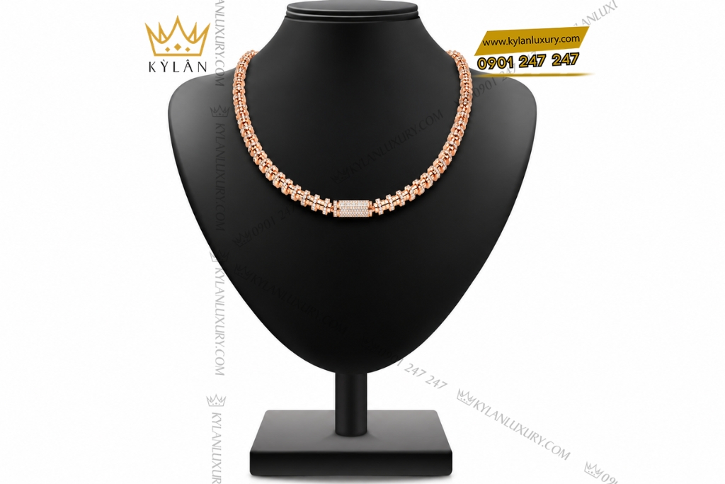 Kỳ Lân Luxury Day chuyen nam vang hong Au750 dinh kim cuong 2 Dây chuyền nam vàng hồng Au750 đính kim cương
