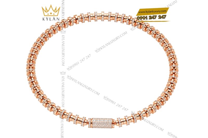 Dây chuyền nam vàng hồng Au750 đính kim cương