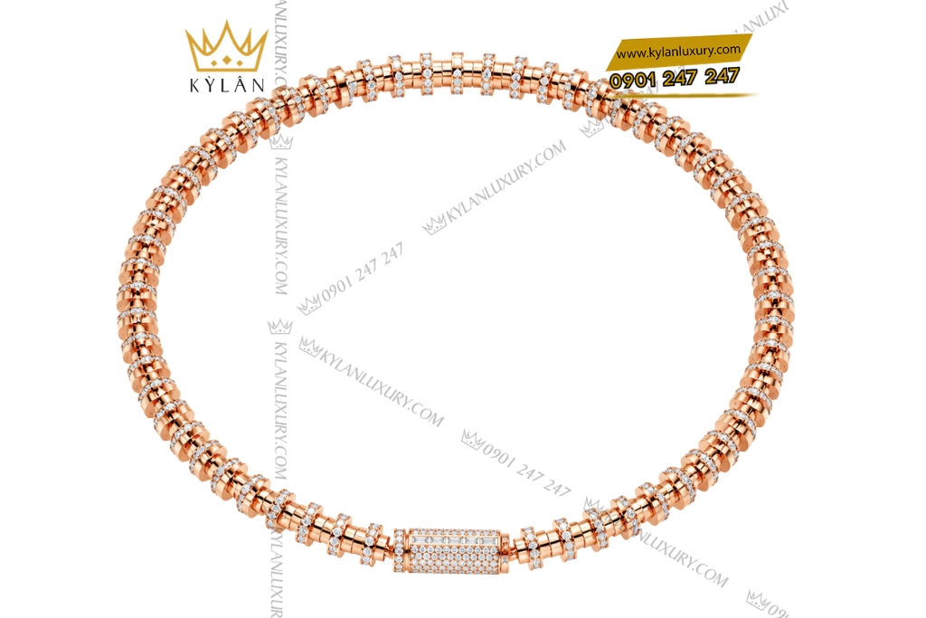 Dây chuyền nam vàng hồng Au750 đính kim cương