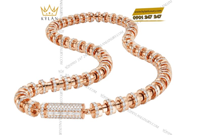 Dây chuyền nam vàng hồng Au750 đính kim cương