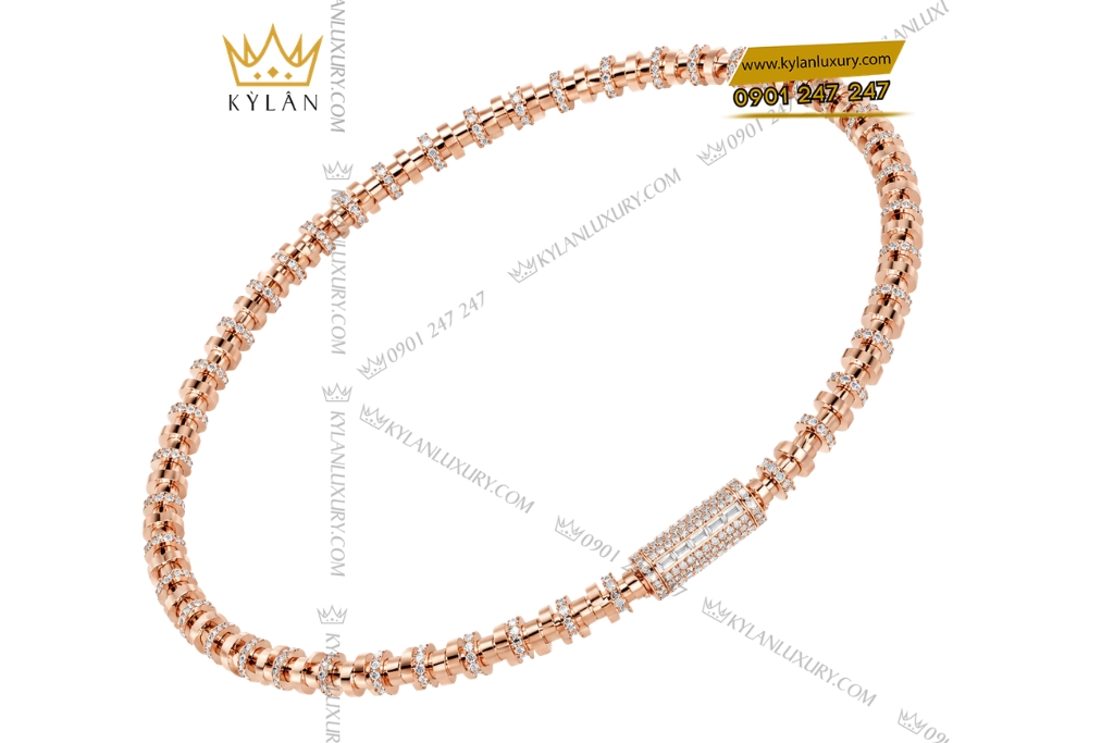 Kỳ Lân Luxury Day chuyen nam vang hong Au750 dinh kim cuong 5 Dây chuyền nam vàng hồng Au750 đính kim cương