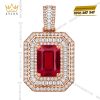 Dây chuyền nam vàng hồng Au750 đính kim cương và sapphire đỏ