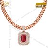 Dây chuyền nam vàng hồng Au750 đính kim cương và sapphire đỏ