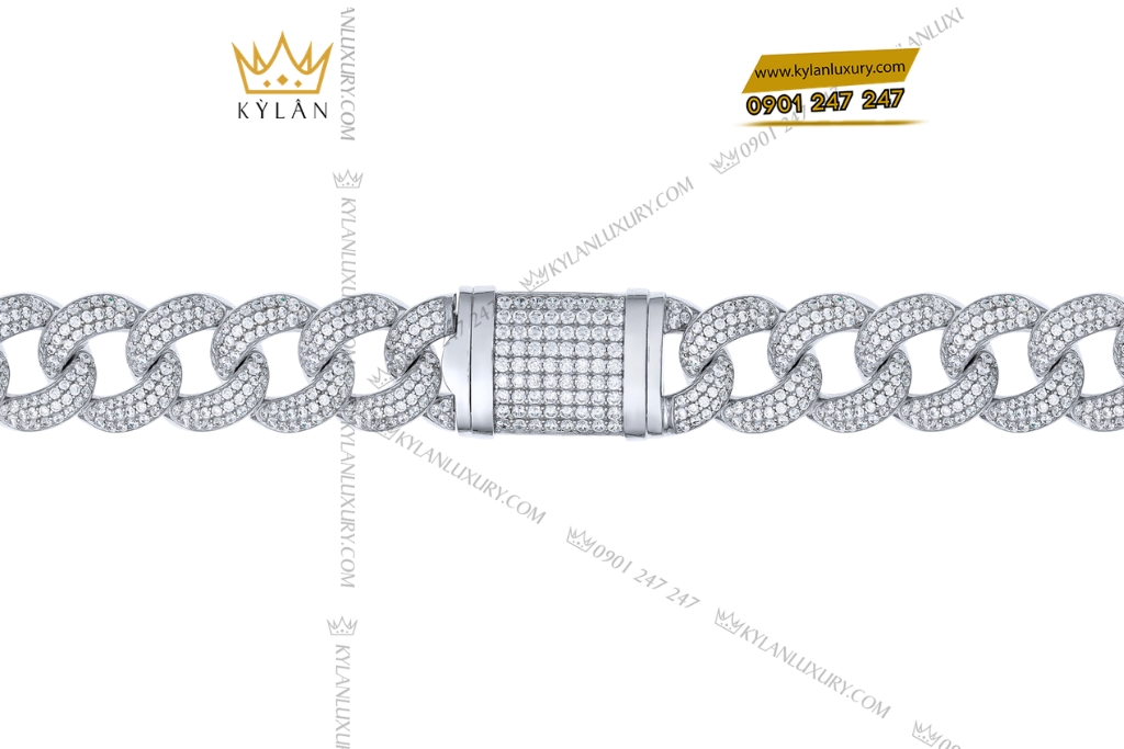 Kỳ Lân Luxury Day chuyen nam vang trang Au750 dinh kim cuong 7 Dây chuyền nam vàng trắng Au750 đính kim cương