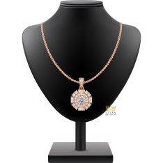 Dây chuyền vàng hồng Au750 đính kim cương